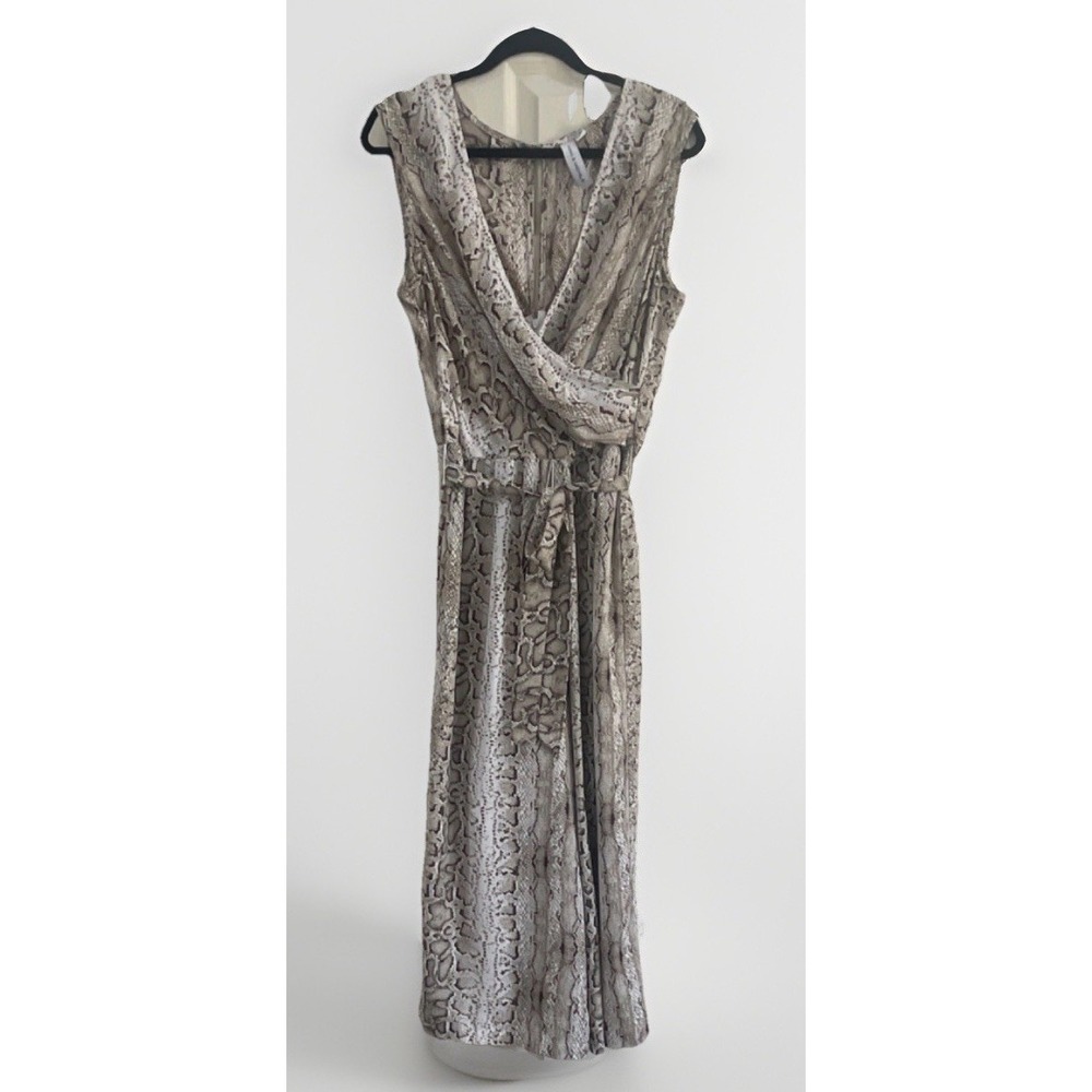 Emma & Michele Animal Print Sleeveless Wide-Leg Belted Jumpsuit Size 12